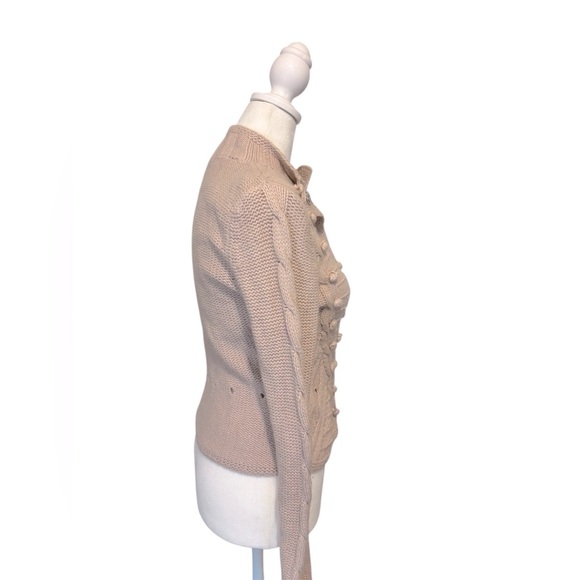 Blush Pink Cardigan - a crochet tufted dot cable knit design. Size Small H&M - Picture 6 of 8